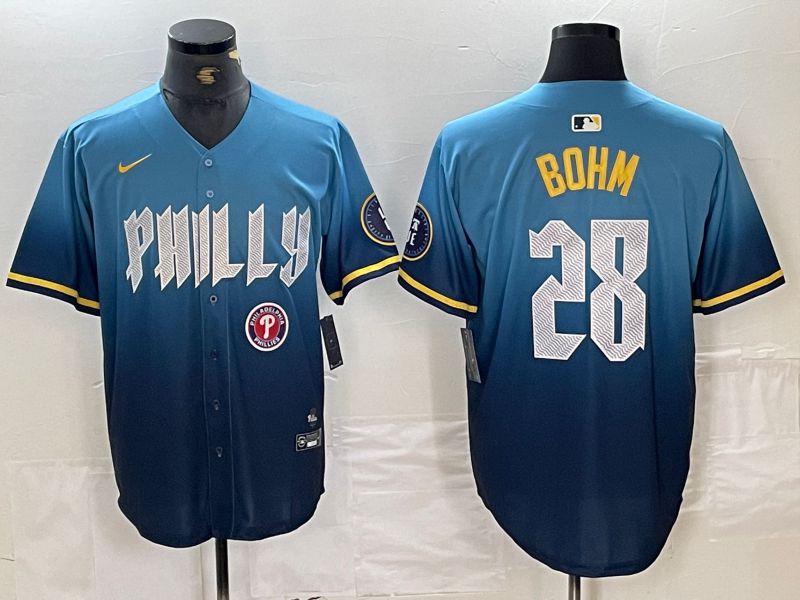 Men Philadelphia Phillies #28 Bohm Blue City Edition Nike 2024 MLB Jersey style 3
